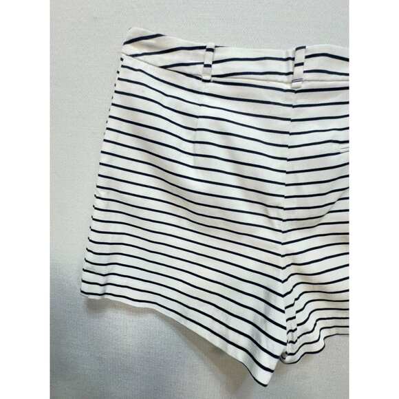 Zara Basic Womens Dressy Shorts Size L Blue White  Striped High-Waist Travel - Picture 10 of 10
